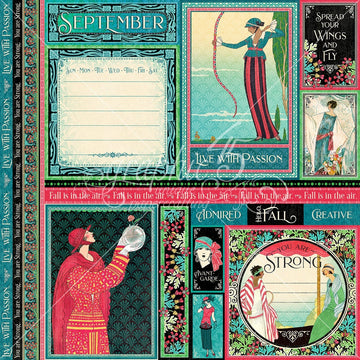 Graphic 45 Fashion Forward Double-Sided Cardstock 12"X12" 25/Pkg - September