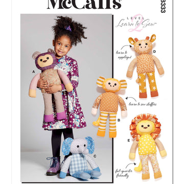 McCall's Plush Animals M8333 - Paper Pattern, One Size Only