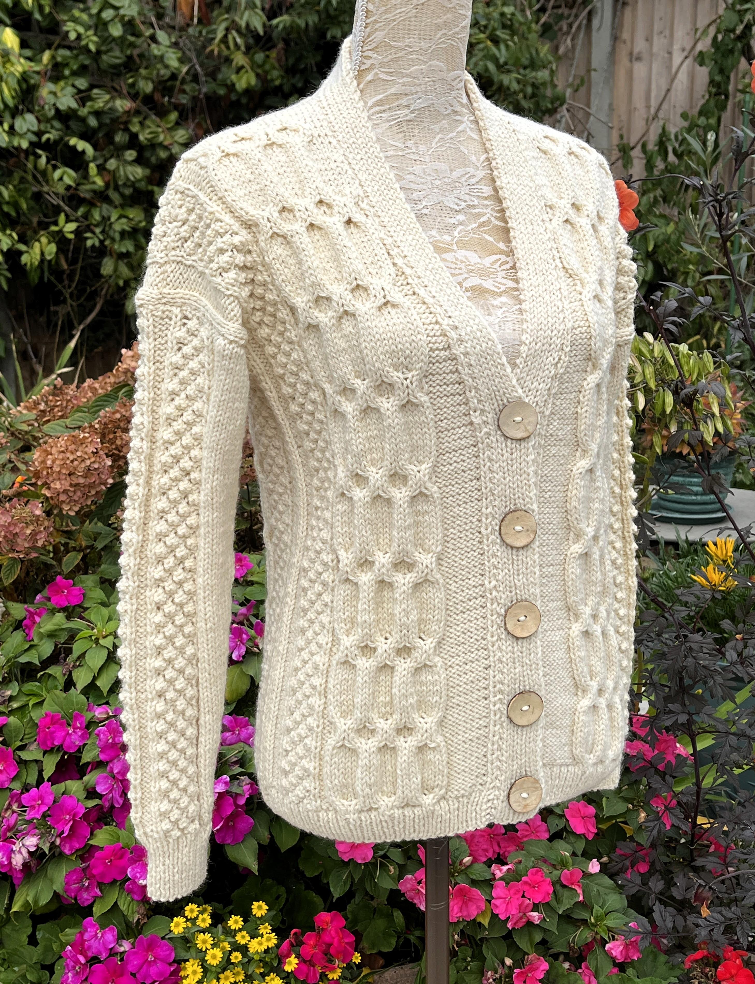 Cardigan with Aran Style Honeycomb Cables