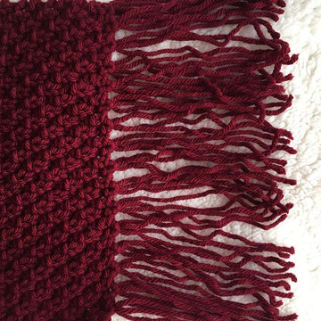 Moss Stitch Scarf with Fringe
