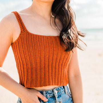 Terracotta Ribbed Crop Top