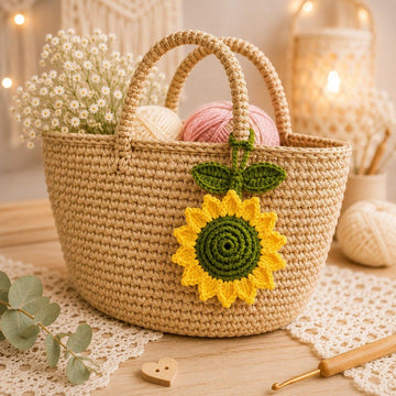 Crochet Sunflower Keychain & Bag Charm Pattern | PDF + Video Tutorial