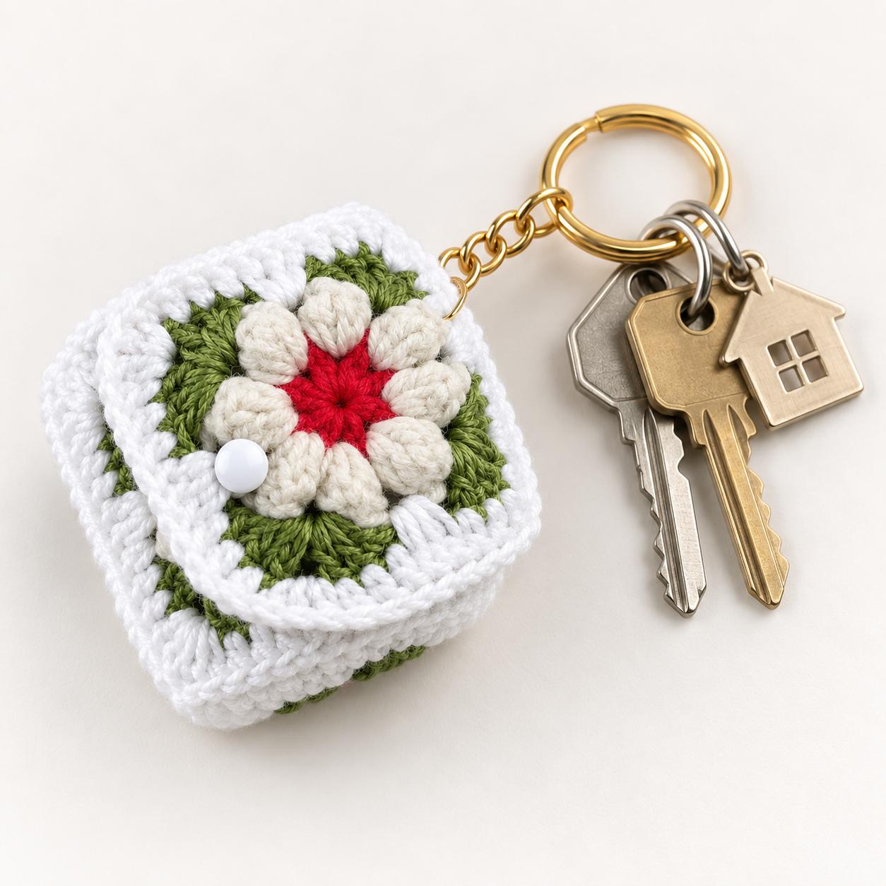 Crochet Earbud Bag Keychain Pattern – Mini Earphone Pouch PDF + Video Tutorial