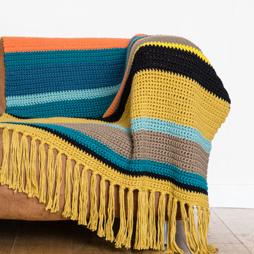 Striped Throw with Fringing in DMC Natura XL - 15407L/2 - Leaflet