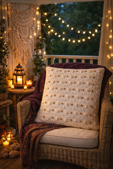 Crochet Bead and Bobble Cushion