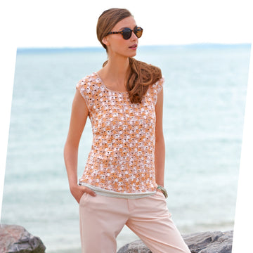 Tops in Rico Essentials Cotton Print DK & Essentials Cotton Glitz DK - 570 - Leaflet