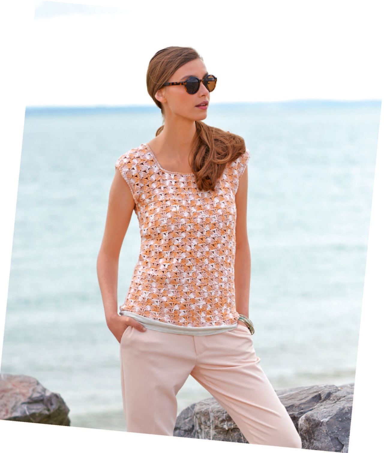 Tops in Rico Essentials Cotton Print DK & Essentials Cotton Glitz DK - 570 - Leaflet