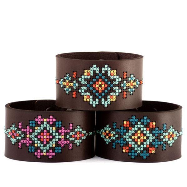 Red Gate Stitchery Leather Bracelet Cross Stitch Kit - Wide Cuff - 17.78cm