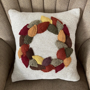 Autumn leaves pillow, garland and wreath