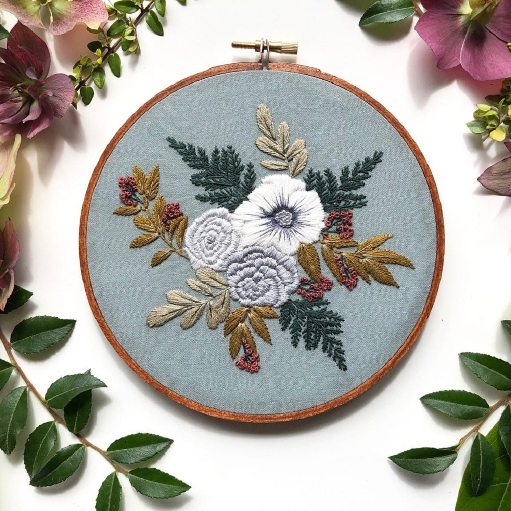 Hoffelt and Hooper Violet Olivia - Sage Embroidery Kit - 6in