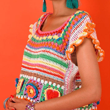 Kahlo Crop Top - Free Crochet Pattern For Women in Paintbox Yarns Cotton DK