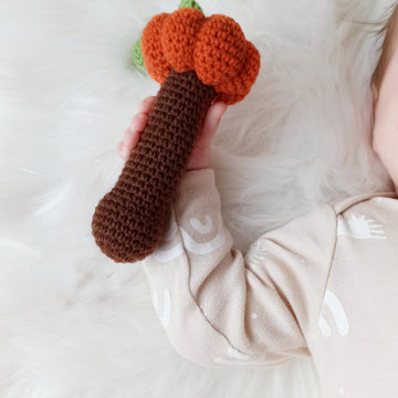 Crochet pumpkin baby rattle pattern