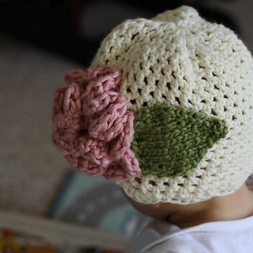 Crocheted Cap with Flower size Child to Adult