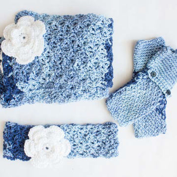 Cozy Posy Fingerless Gloves in Caron Simply Soft Ombre - Downloadable PDF