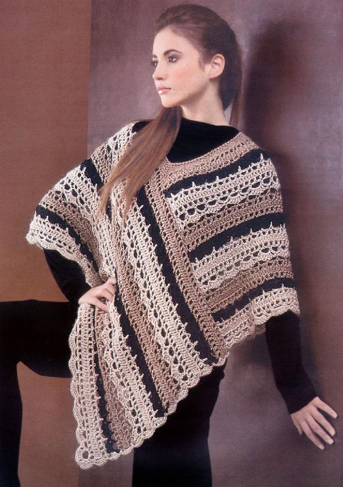 Striped Lacy Poncho