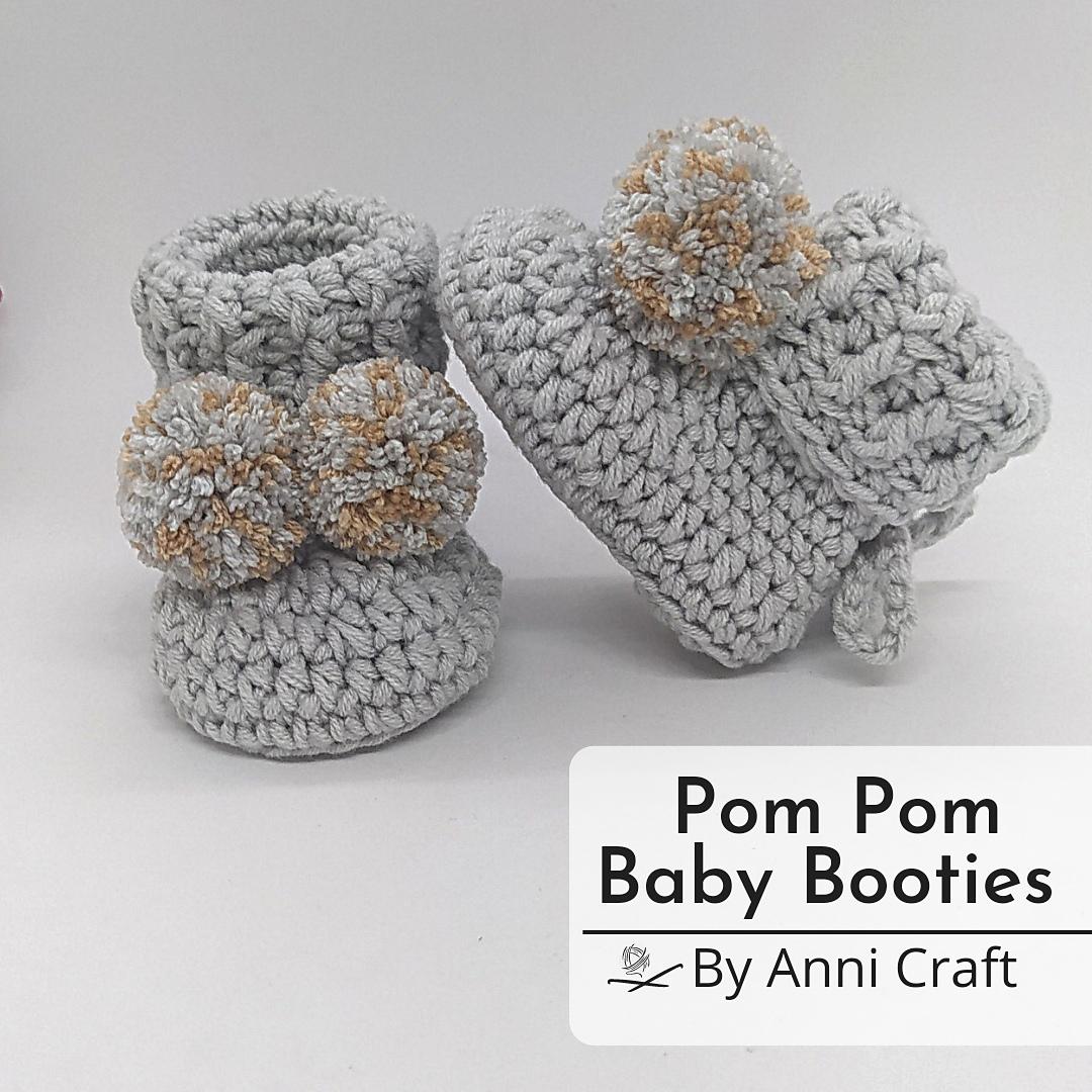 Baby Cuffed Pompom Booties