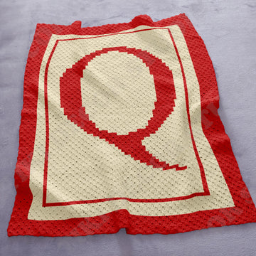 Initial Letter Q Stroller Blanket C2C CROCHET PATTERN