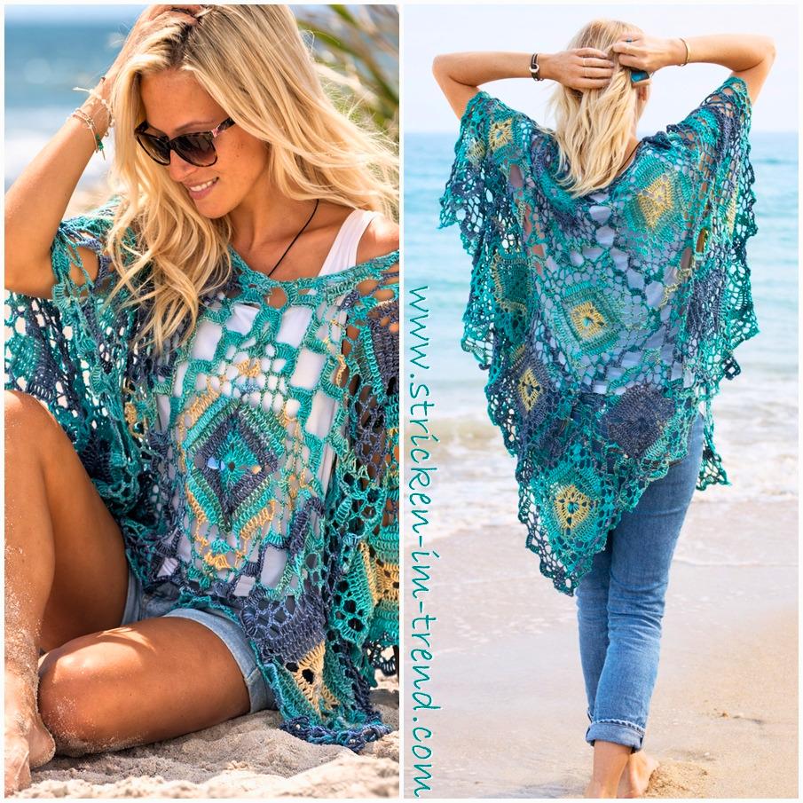 Crochet Pattern Granny Poncho GrannyCouture #1 | Granny Square Poncho | Summer Cover Up PDF