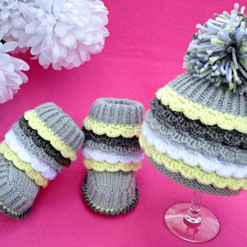 Knit Crochet PATTERN Baby Booties and Hat by Elena Mitchell