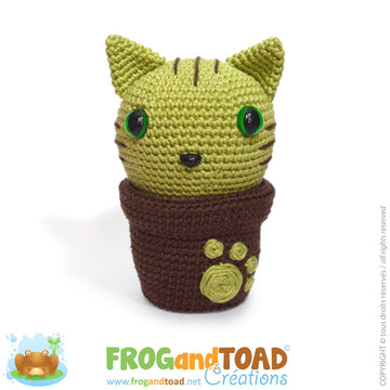 Minty Kitty Cactus - Cat Chat Flower Fleur Desk Pot Plant Deco - Amigurumi Crochet - FROGandTOAD Créations