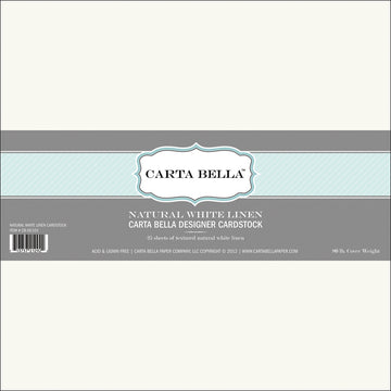 Echo Park Paper Carta Bella Designer 80lb Cover Cardstock 12"X12" 25/Pkg - Natural White Linen