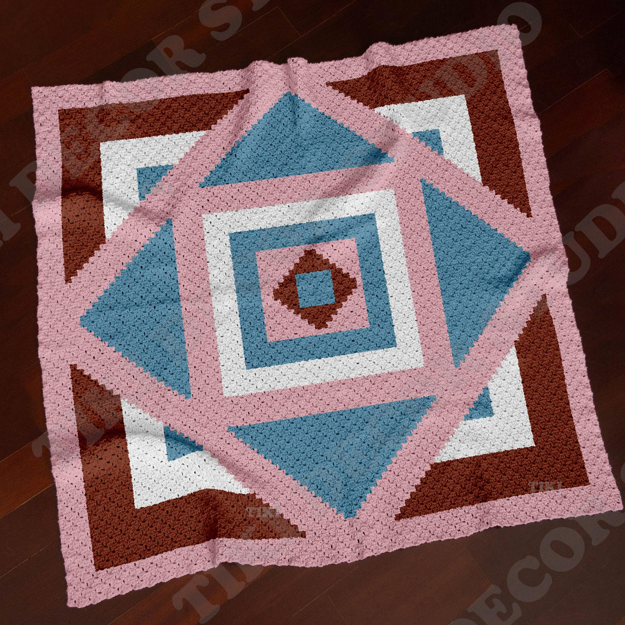Kaleidoscope Blanket Labyrinth Throw Pink Mosaic Toddler C2C CROCHET PATTERN