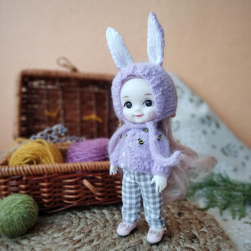 Tiny bunny hat for doll