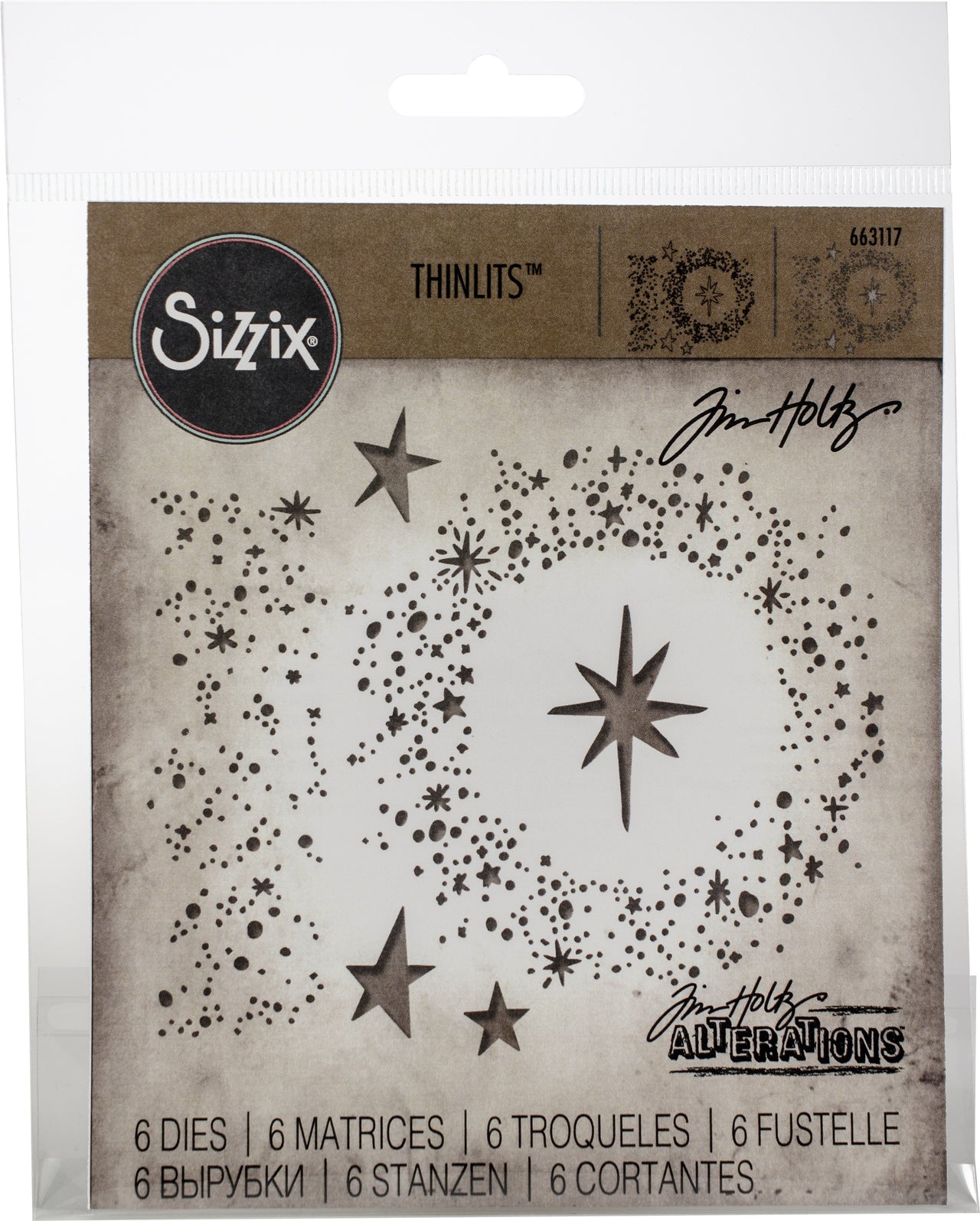 Sizzix Thinlits Dies By Tim Holtz 6/Pkg - Snowy Stars