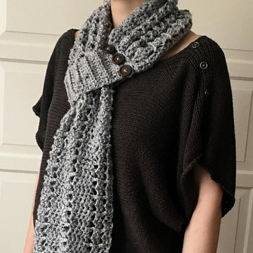 Easy Crochet Scarf Pattern with Buttons: Button-Up-Beauty Scarf