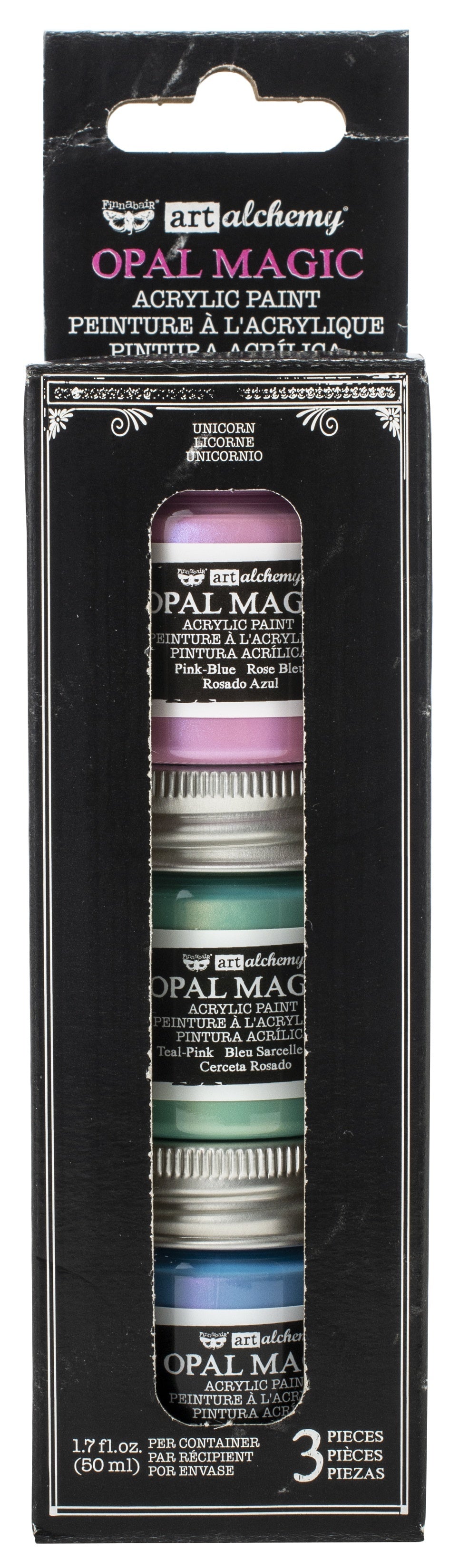 Prima Marketing Finnabair Art Alchemy Opal Magic Acrylic Paint Set 3/Pkg - Unicorn, 1.7 Fl Oz Each