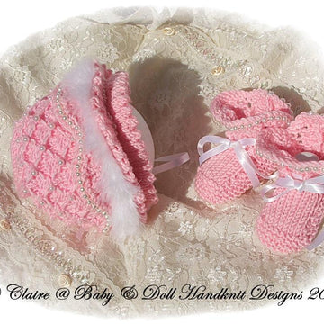 ‘Pearly Princess’ knitting pattern for 16-22” doll/newborn/0-3m baby
