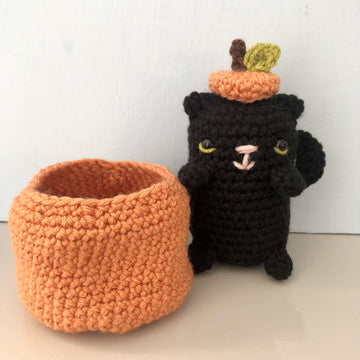 Crochet Cat in a Pumpkin