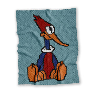 C2C CROCHET PATTERN Woody Woodpecker Blanket Funny Bird Throw Colorwork