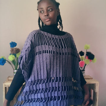 Distressed poncho sweater pattern