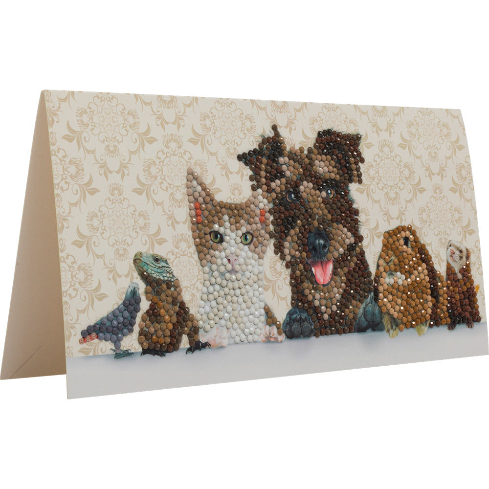 Crystal Art Animal Family, 11x22cm Card Diamond Painting Kit