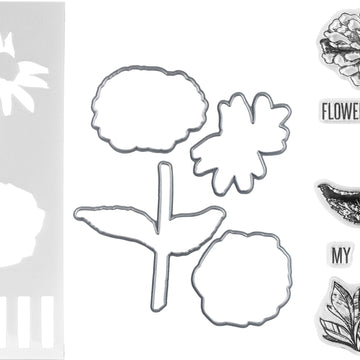 Ranger Wendy Vecchi Make Art Stamp, Die & Stencil Set - Flowers Say It All