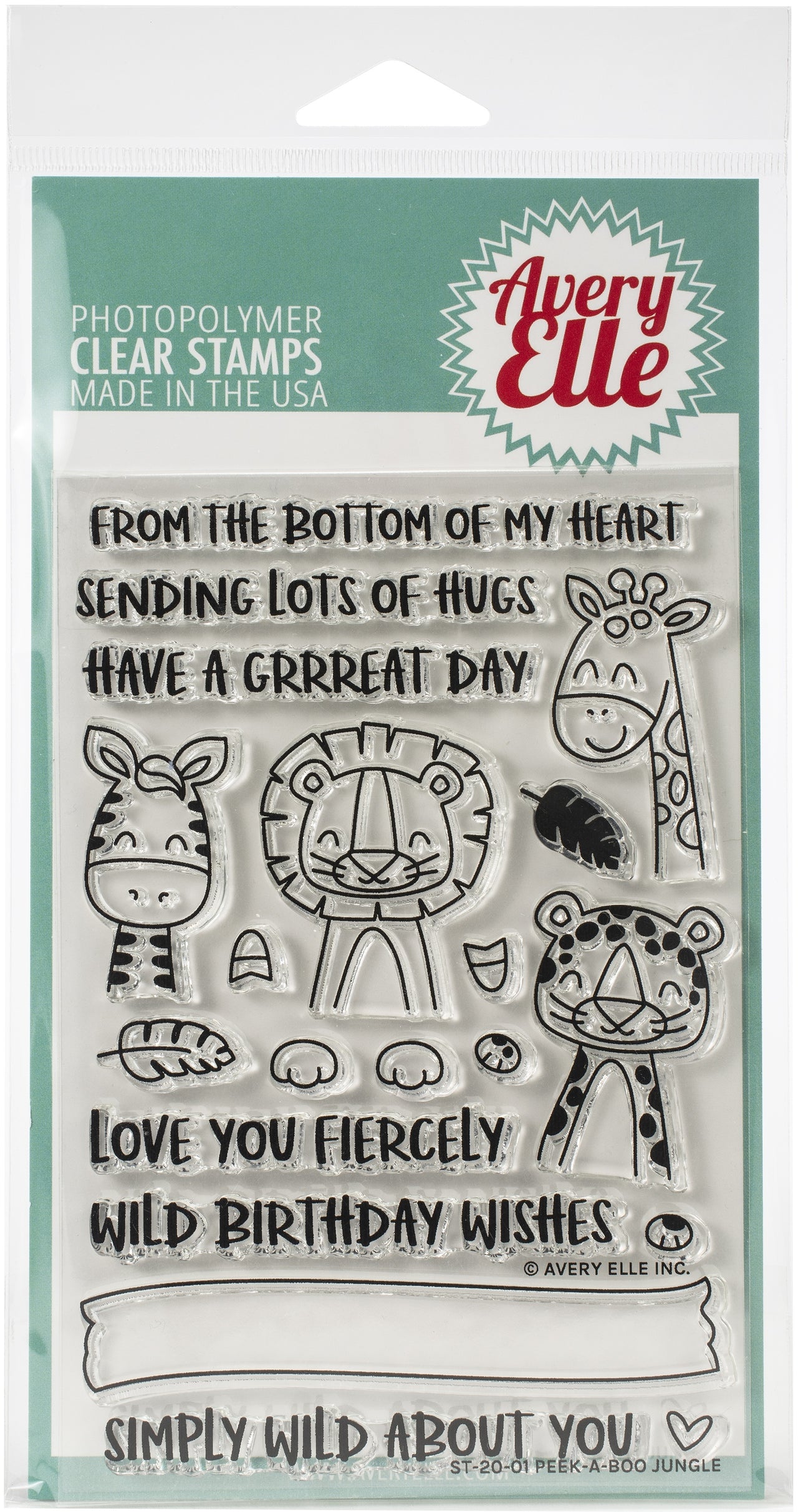 Avery Elle Clear Stamp Set 4"X6" - Peek-A-Boo Jungle