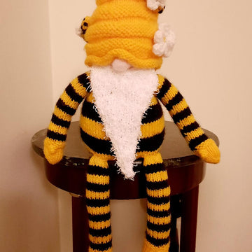 Mr Bee Knitted Gnome