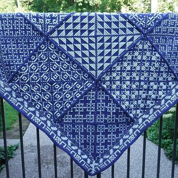 Sashiko Inspired Sampler Tunisian in the Round
