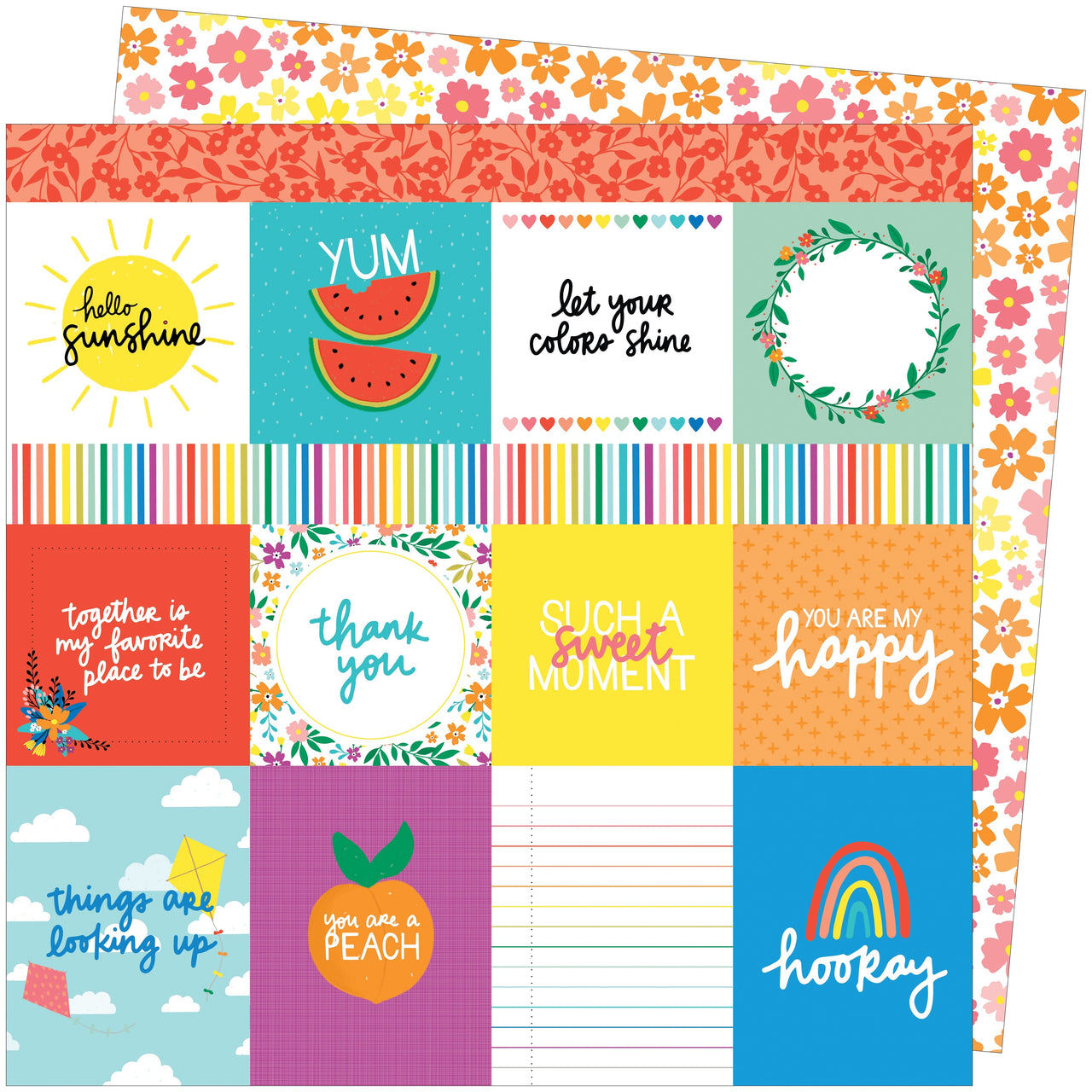 American Crafts Amy Tan Picnic In The Park Double-Sided Cardstock 12"X12" 25/Pkg - You Are My Happy