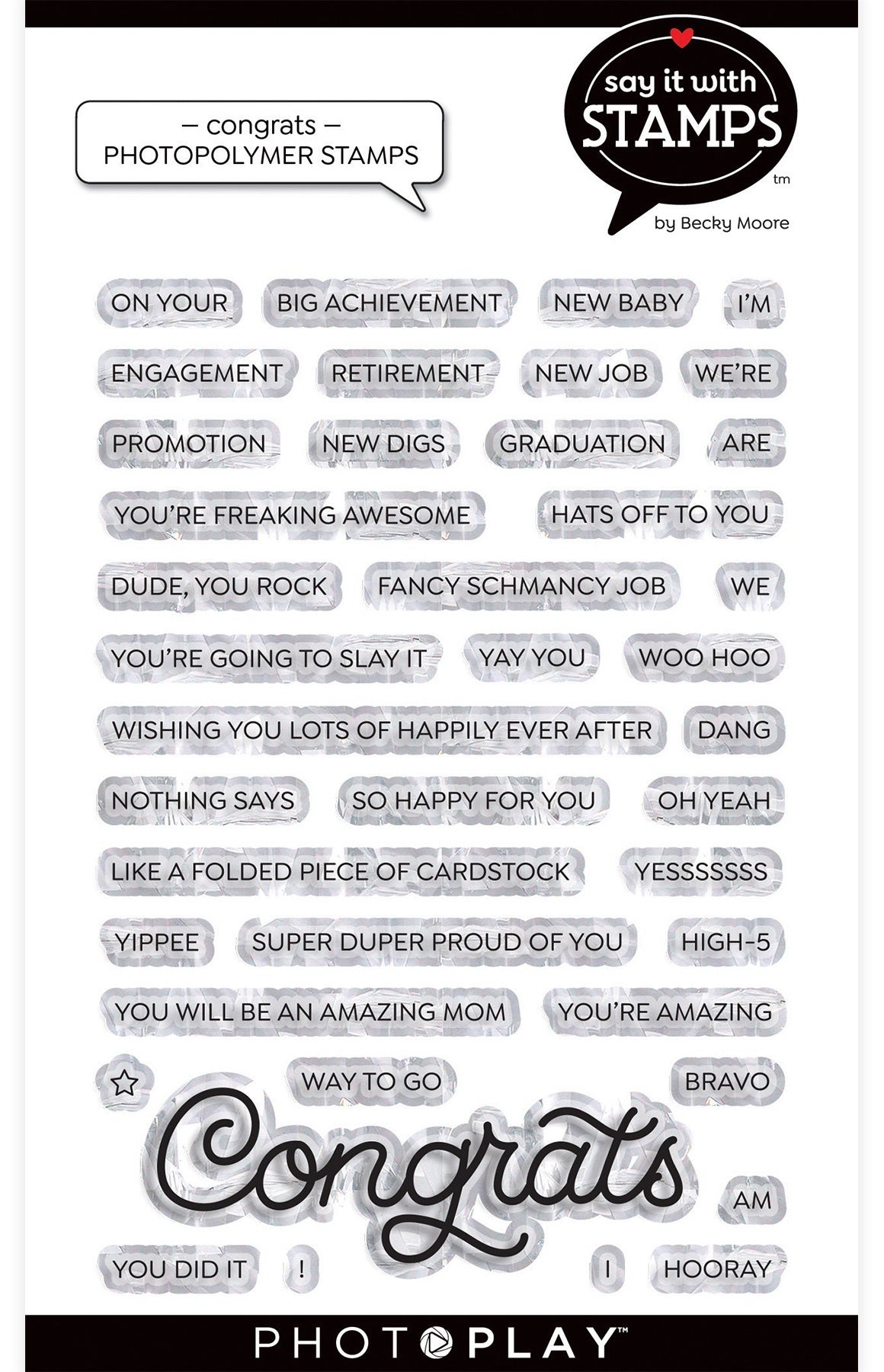 Photoplay Paper PhotoPlay Say It With Stamps Photopolymer Stamps - Congrats