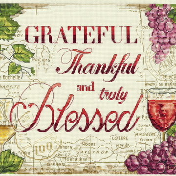 Design Works Grateful Wine Cross Stitch Kit - 51cm x 25cm