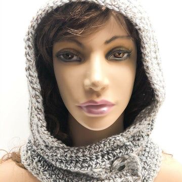 Hooded Button Cowl Scarf