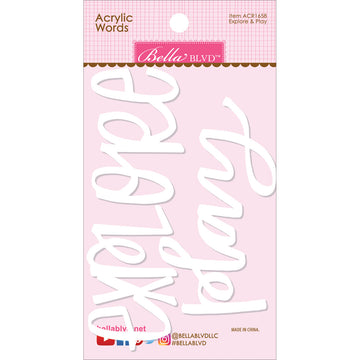 Doodlebug Acrylic White Script Words - Play & Explore