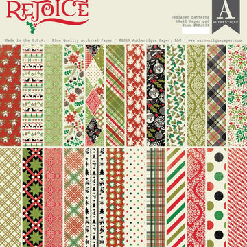 Authentique Paper Authentique Double-Sided Cardstock Pad 12"X12" 24/Pkg - Rejoice, 12 Designs/2 Each