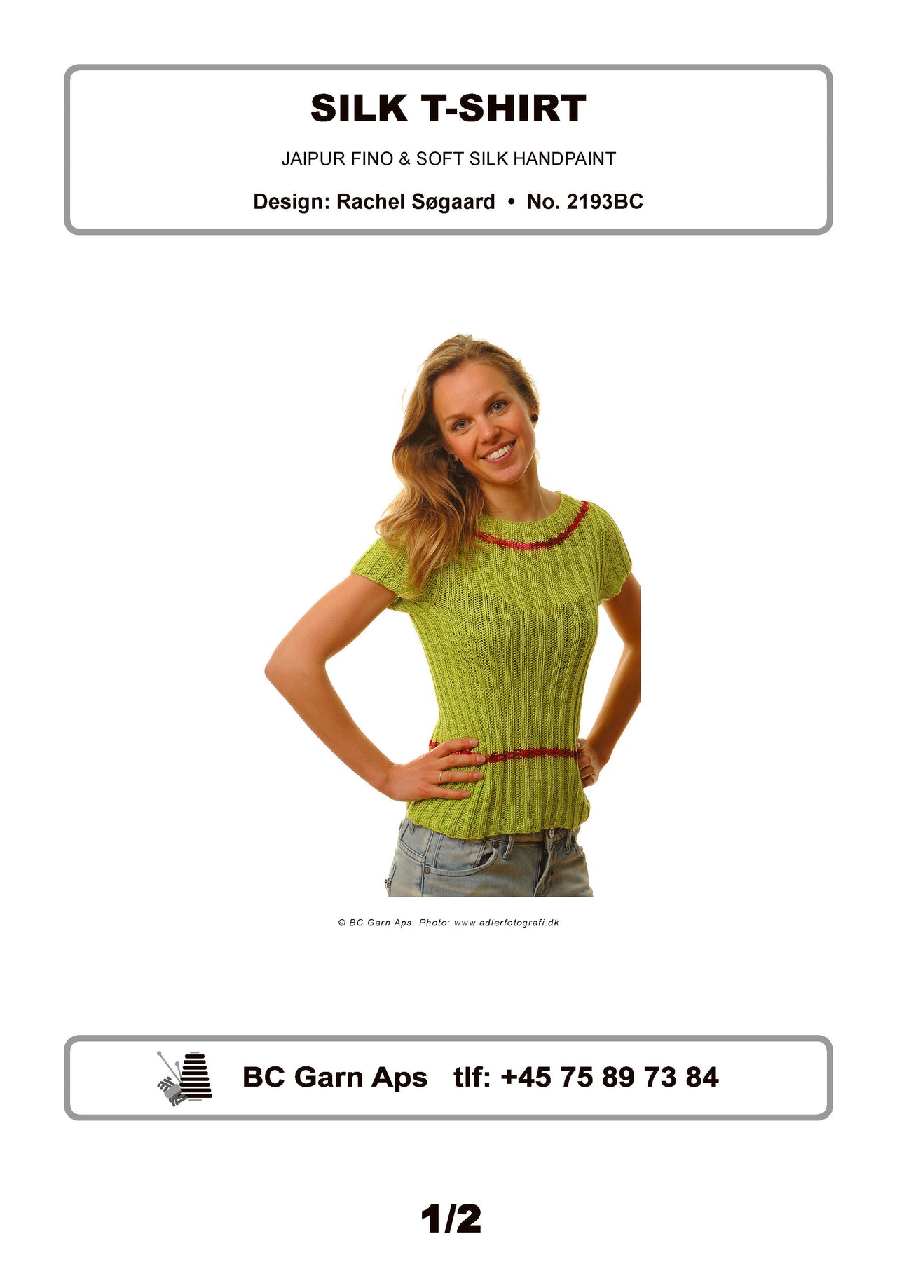 Silk T-Shirt in BC Garn Jaipur Fino & Soft Silk Handpaint - 2193BC - Downloadable PDF