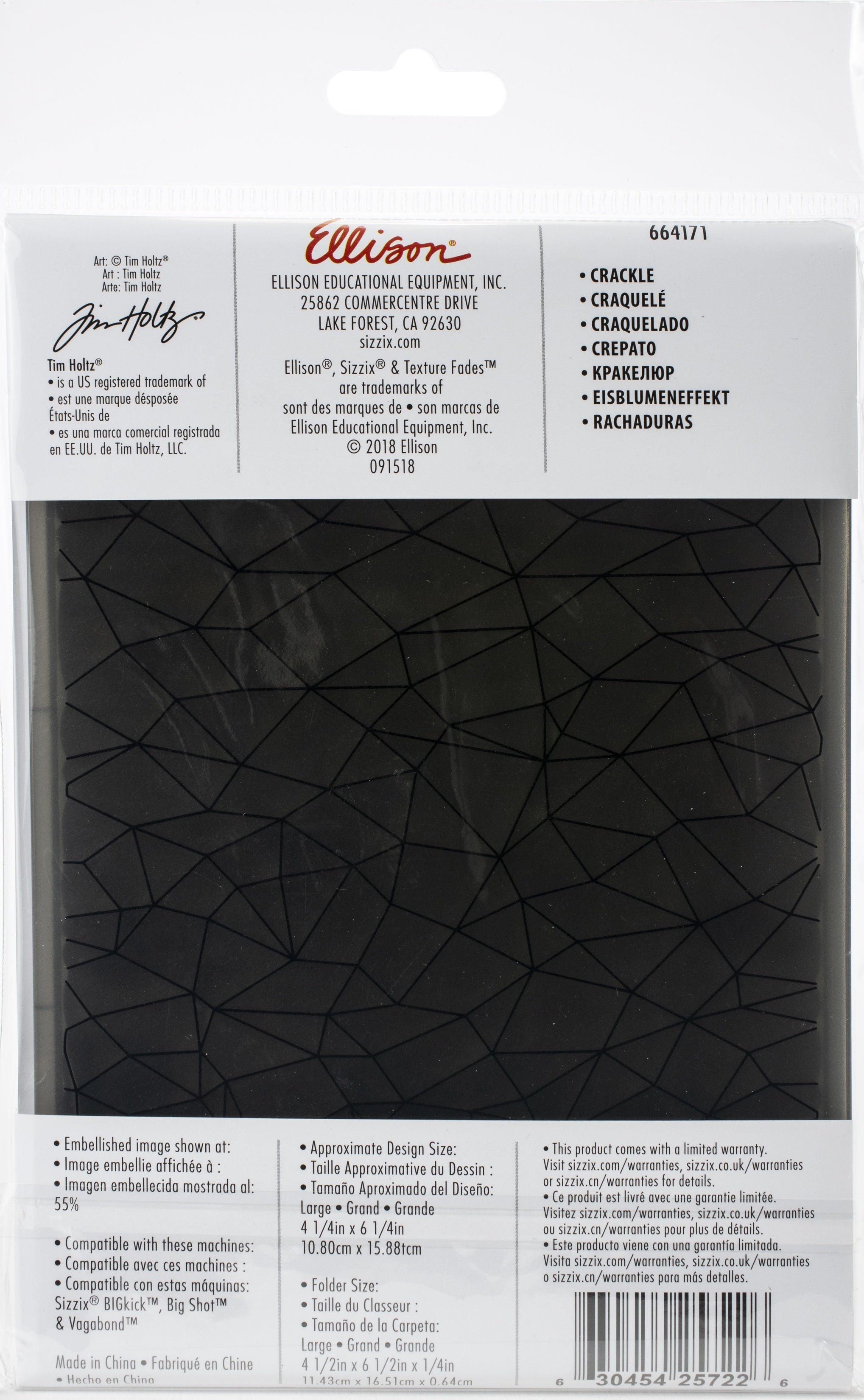 Sizzix 3D Textured Impressions Embossing Folder By Tim Holtz - Crackle
