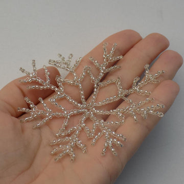 Wire Crocheted Sparkling Snowflake with Beads