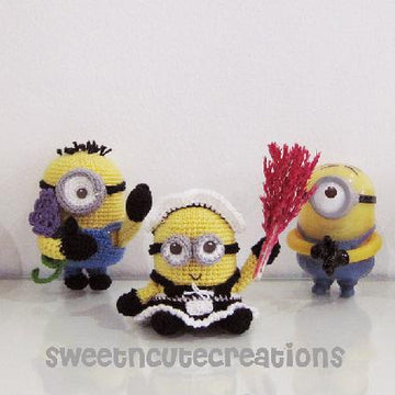 Amigurumi Frenchie the 2 eyed Minion in a French Maid Outfit