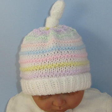 Baby Candy Stripe Topknot Beanie Hat